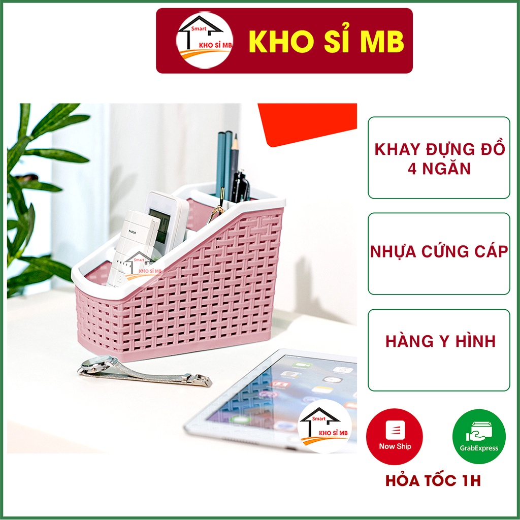 Hộp bút để bàn 4 ngăn cho học sinh , khay nhựa đựng đồ đa năng Việt Nhật kho sỉ mb