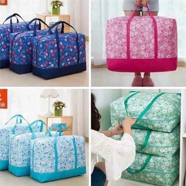 Set 3 túi đựng chăn màn họa tiết quai xách