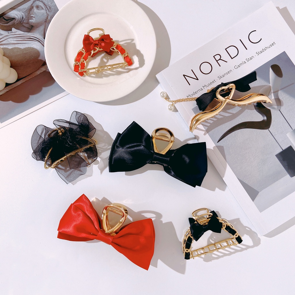 Kẹp Tóc Kim Loại Hình Bướm Đính Ngọc Trai Thời Trang Cho Nữ