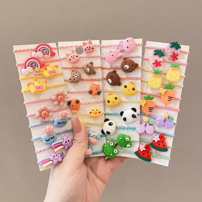 Set 50 chun buộc tóc nhiều hình dễ thương cho bé