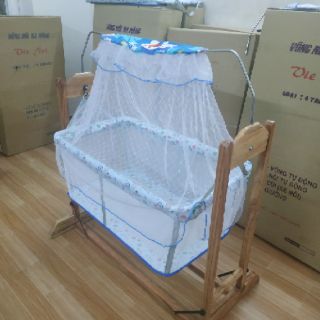 Nôi gỗ đưa tay( Không điện)
