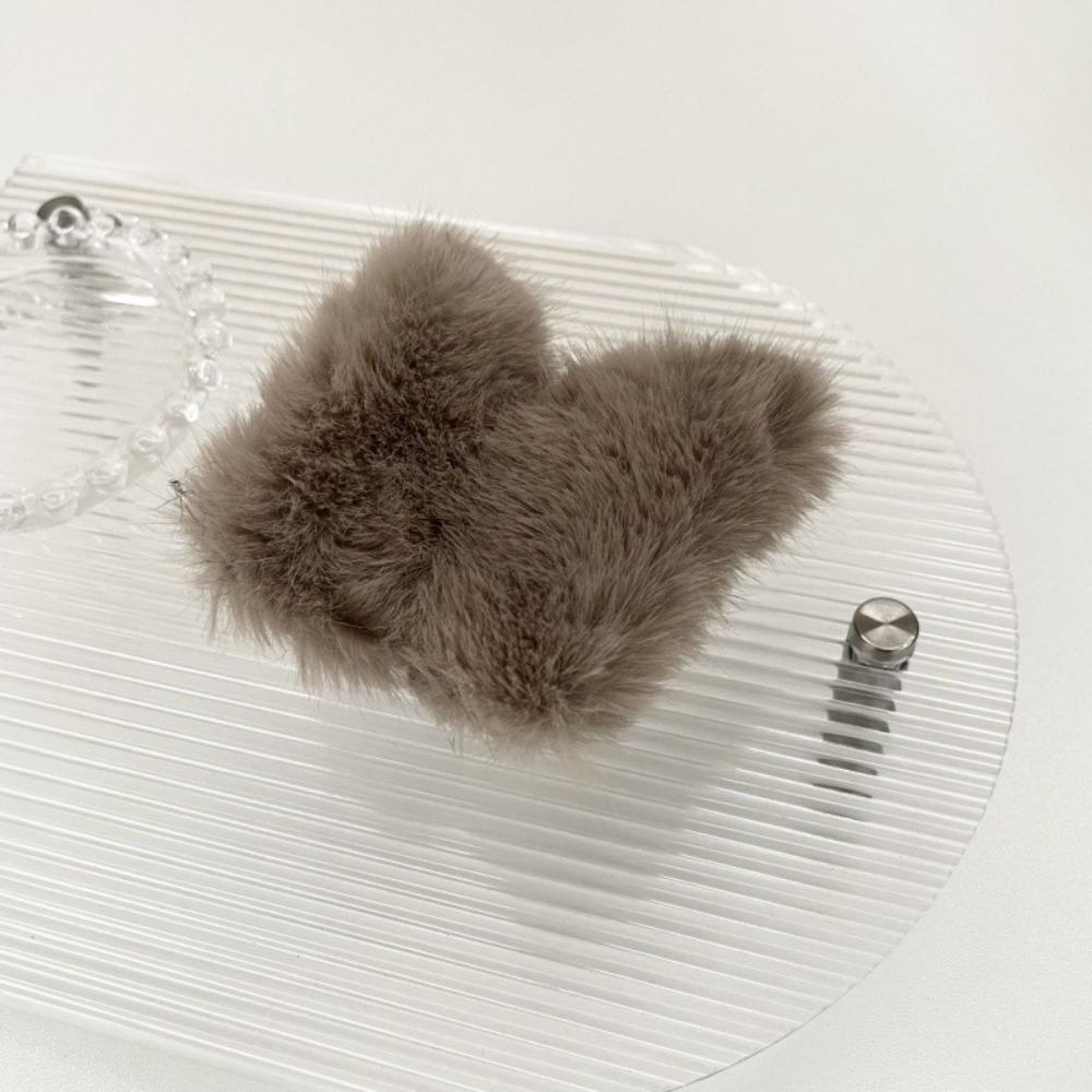 Kẹp Tóc Hình Bướm / Cá Mập Phủ Lông Phong Cách Hàn Quốc Đơn Giản Cho Nữ