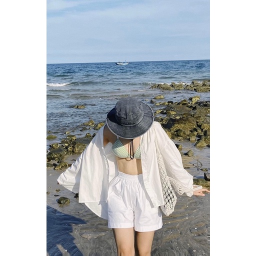 Áo bralette Mad Colours Hoa nhí thô , xô musline mềm  mịn tone xanh - Hàng hanmade - The Heidiii