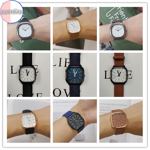 Đồng Hồ Thạch Anh Mặt Vuông Phong Cách retro Cá Tính Cho Nam Nữ