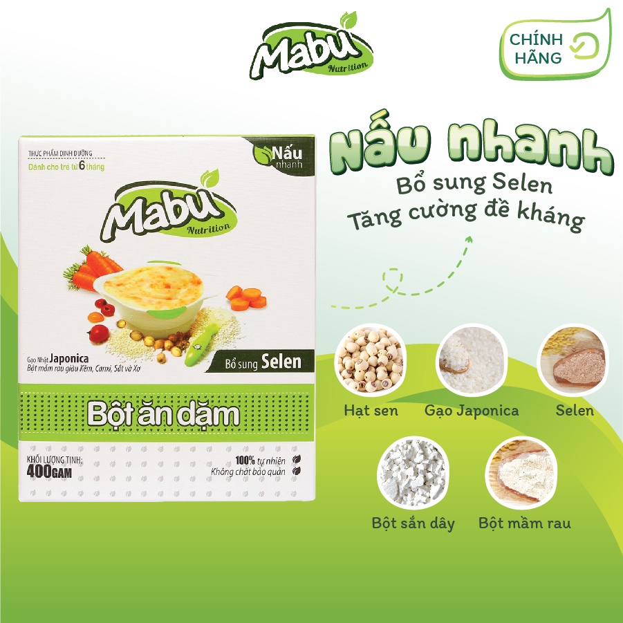 Bột ăn dặm cho bé Mabu (400g), bột gạo ăn dặm cho bé từ 6 tháng ăn dặm kiểu Nhật, truyền thống