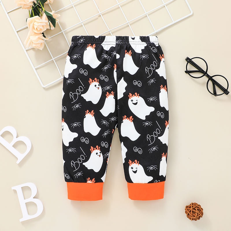 Combo bộ đồ bé gái trai 0-24 tháng dài tay Halloween bodysuit liền thân quần dài set thời trang cho bé trẻ em sơ sinh