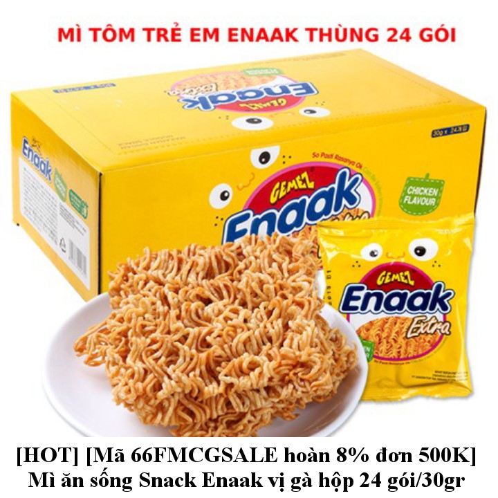 [HOT]  Mì ăn sống Snack Enaak vị gà hộp 24 gói/30gr (vàng)