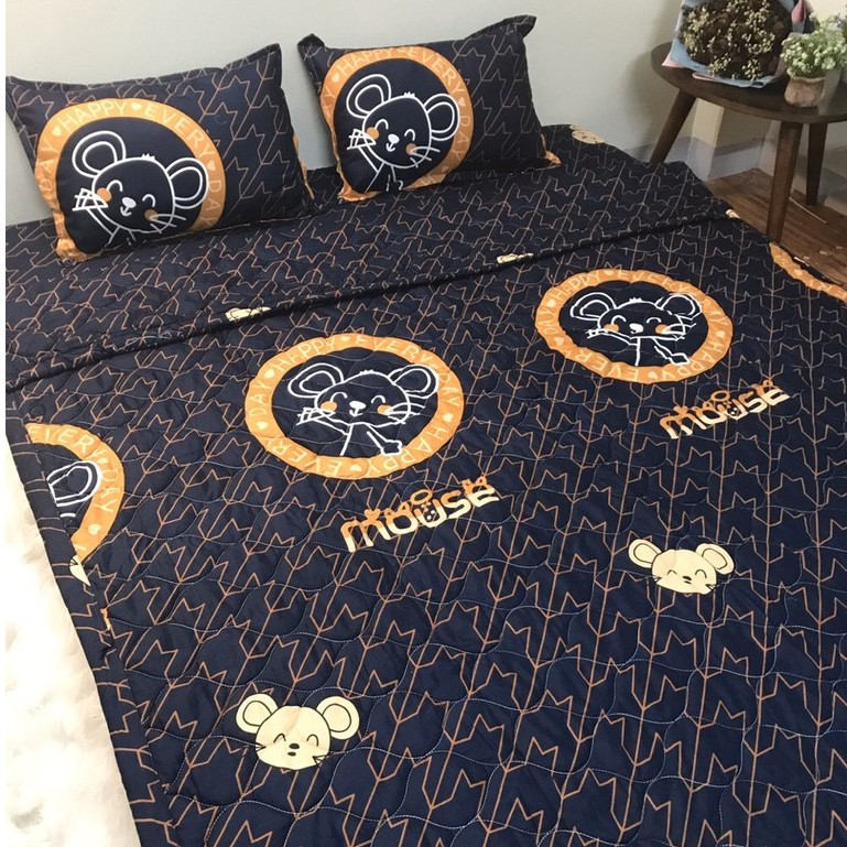 Bộ chăn hè ga gối 5 món Hermec cam drap giường đủ kích thước m2.m6.m8 và 2m2