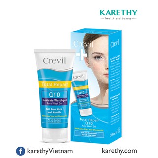 Sữa rửa mặt trắng da, ngừa mụn Crevil total repair Q10 face wash - 200ml