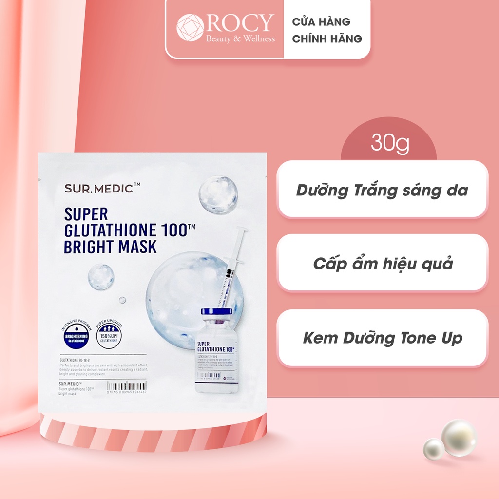 Mặt Nạ Dưỡng Trắng Da Glutathione SurMedic Mặt Nạ Cấp Ẩm Giảm Thâm Nám Đều Màu Da, Thẩm Thấu Nhanh Không Để Lại Dầu Nhờn