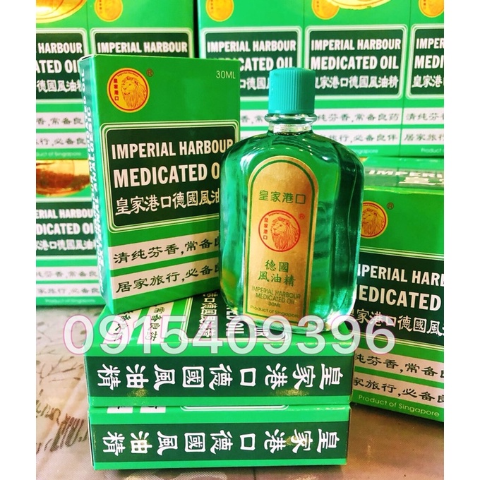 [chính hãng] Dầu gió xanh Sư tử đỏ Singapore Imperial Harbour Medicated Oil 30ml