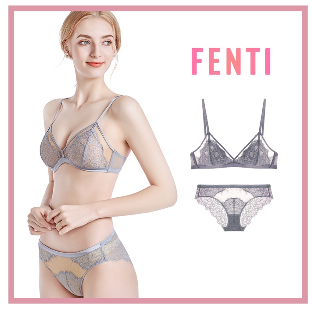 Bộ Đồ Lót Ren Không Gọng Mút Mỏng Nâng Ngực  Dáng Sexy Fenti CY-0608