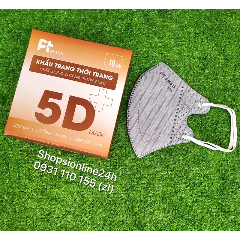 ✅ Hộp 10 cái khẩu trang 5D plus Pt mask Phương Tuyến giấy kháng khuẩn