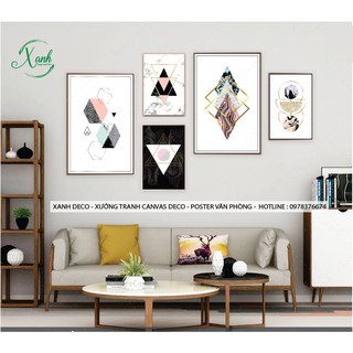 tranh canvas trang trí trừu tượng bộ 5 bức tranh free ship