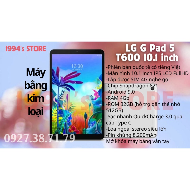 [CHƠI GAME + HỌC TẬP] Máy tính bảng LG G PAD 5 T600 - 4G LTE Nghe Gọi - Có sạc nhanh Quick Charge 3.0