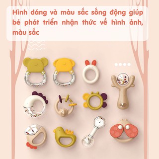 Hộp xúc xắc 10 món gặm nướu nhựa cao cấp cho bé tiệt trùng ở nhiệt độ cao