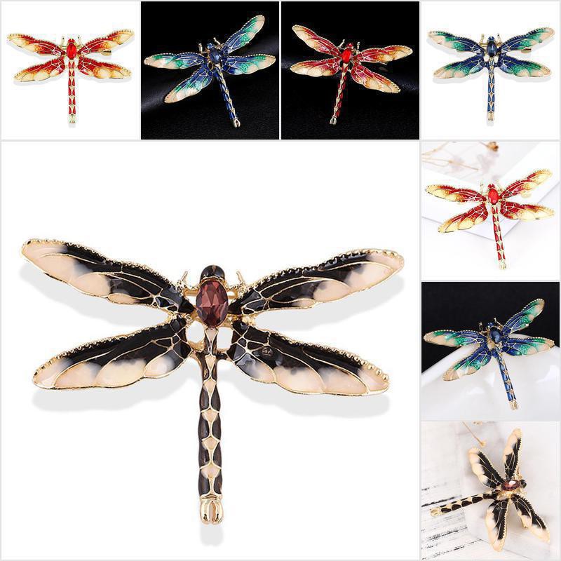 Ghim Cài Áo Hình Chuồn Chuồn Đính Đá Tráng Men