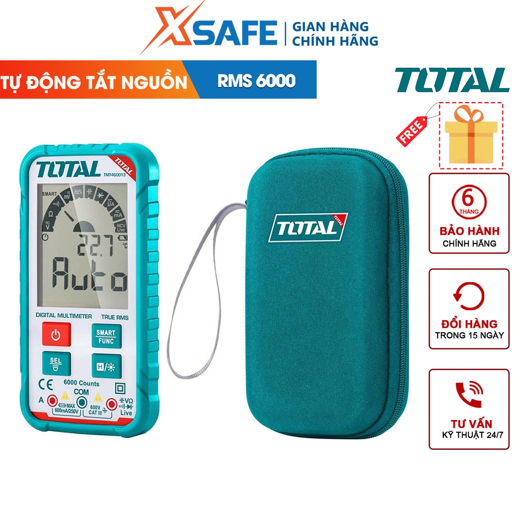 Đồng hồ đo điện vạn năng TOTAL TMT460013, hiển thị số đếm đúng RMS6000, phát hiện điện áp không tiếp xúc - CHÍNH HÃNG