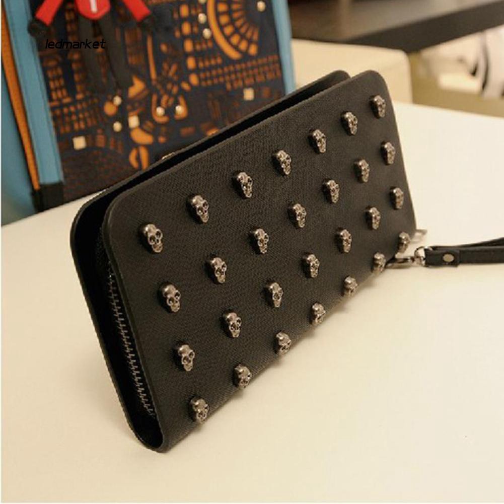 Ví da dáng dài trang trí đầu lâu phong cách cổ điển | BigBuy360 - bigbuy360.vn