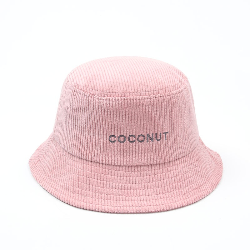 Mũ Bucket Nhung Thêu Chữ Phong Cách Retro Hàn Quốc