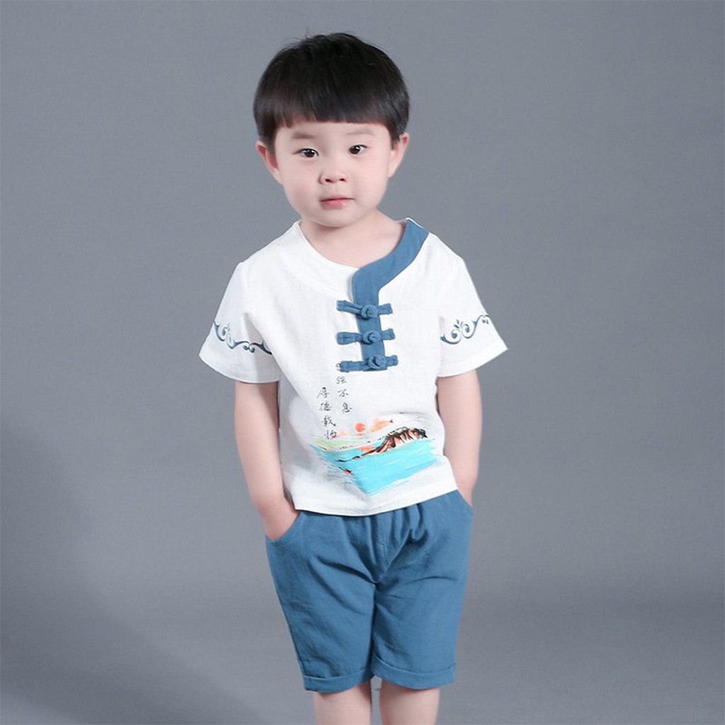 Bộ cộc tay bé trai bé gái, Bộ tay cho bé trai chất đũi họa tiết cổ trang cực mát cho bé từ 6-28kg