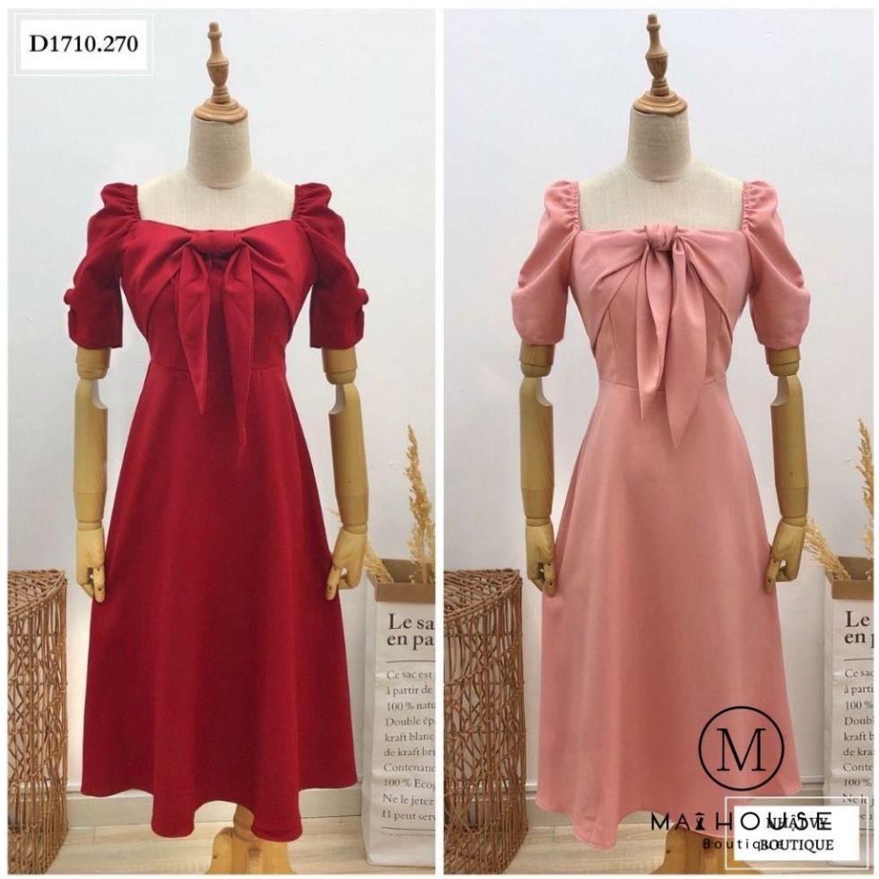 ĐẦM CHÍT EO CỘT NƠ NGỰC - D1710