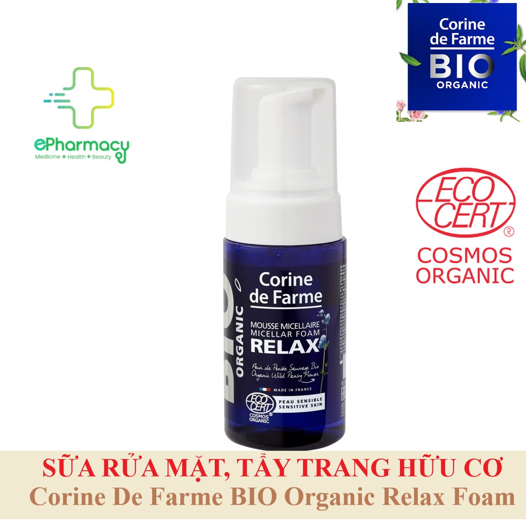 Sữa rửa mặt hữu cơ Corine De Farme Organic Micellaire Foam Relax 100ml