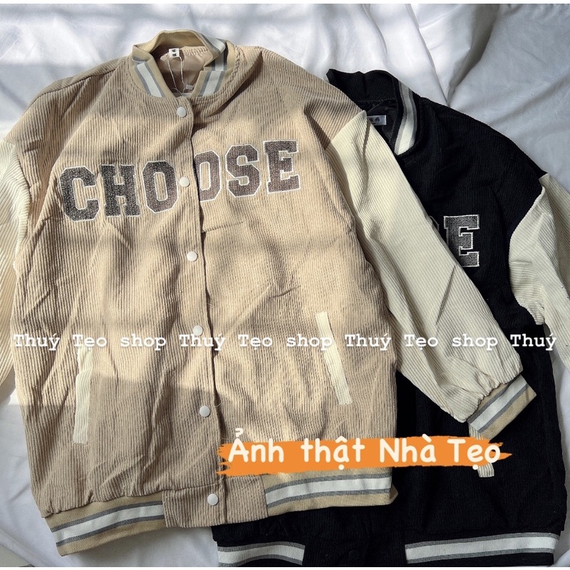 [Hàng sẵn] ÁO KHOÁC BOMBER CHOOSE DÁNG RỘNG UNISEX NAM NỮ