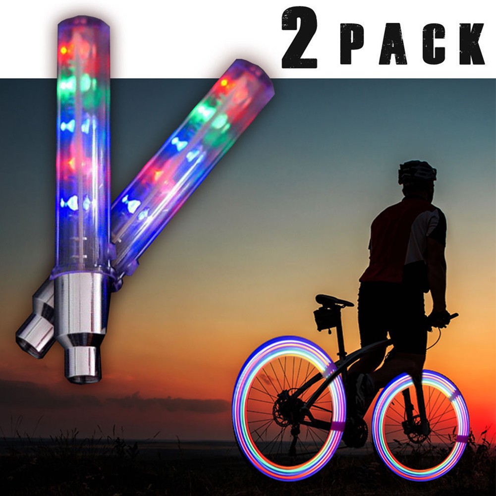 Bộ 2 đèn Led gắn van bánh xe đạp trang trí an toàn lấp lánh