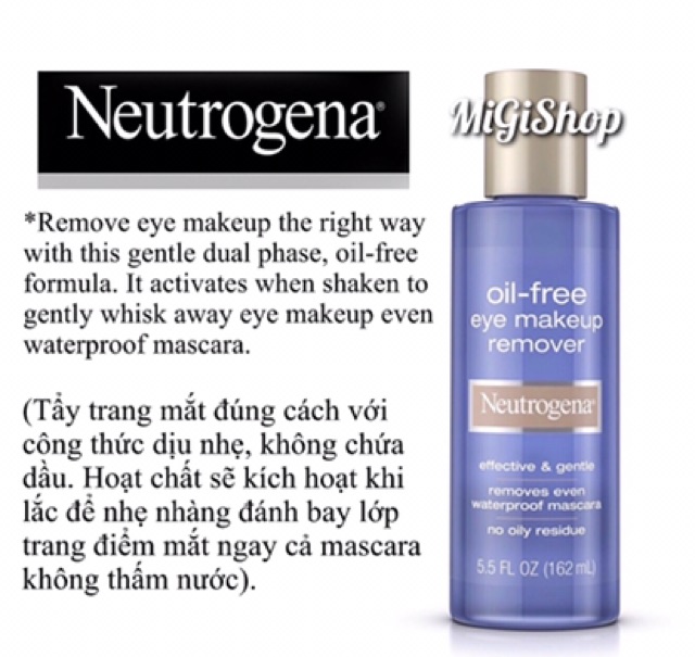 [Hàng Mỹ] Dầu Tẩy Trang Mắt Môi Neutrogena Oil Free Eye Makeup Remover
