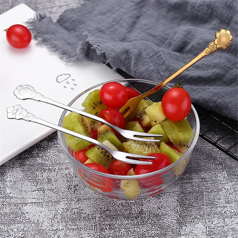 Nĩa ăn trái cây hai tầng bằng thép không gỉ