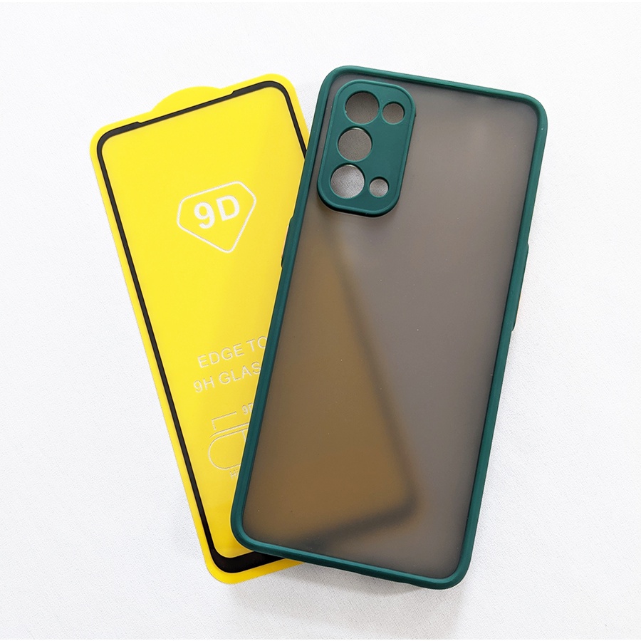 Ốp lưng nhám bảo vệ camera kèm kính cường lực full màn hình Oppo Reno 5