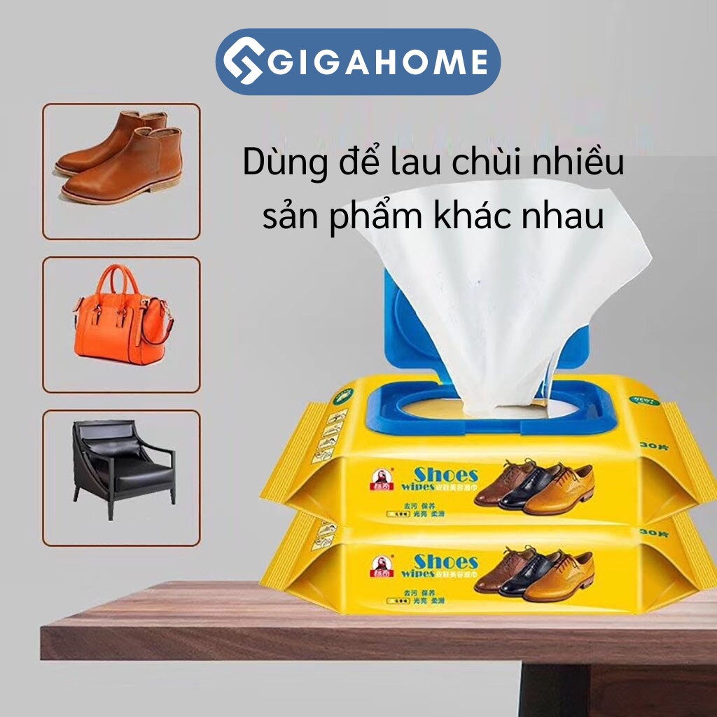 Khăn Giấy Lau Giày, Túi Xách Siêu Sạch GIGAHOME Hộp 12 Miếng, Tiện Lợi 9401
