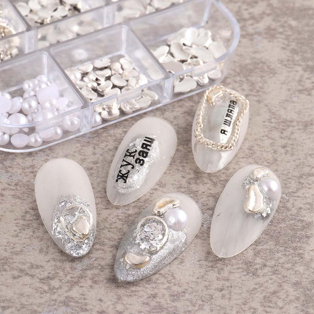 Phụ Kiện Trang Trí Móng Tay Nghệ Thuật Độc Đáo|Ngọc Trai Giả|Phụ Kiện Kim Loại 3D Chuyên Dụng Dành Cho Máy Khoan