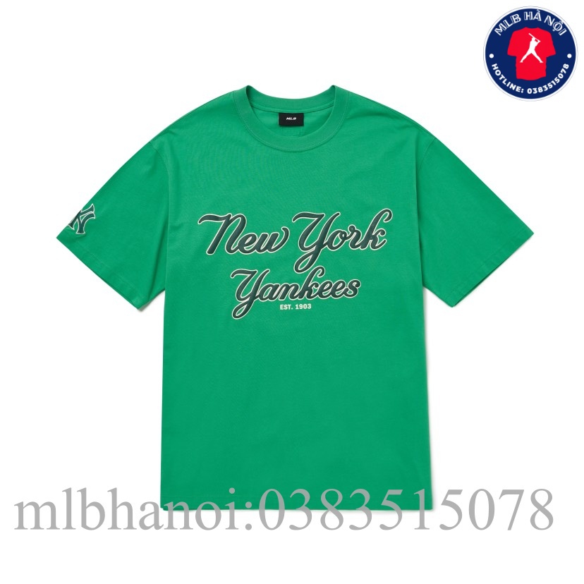 Áo MLB tay ngắn nam nữ phối chữ New York Yankees trước ngực cam kết chính hãng