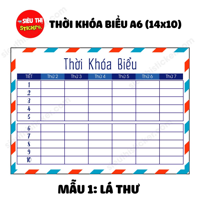 Thời khóa biểu dễ thương trang trí góc học tập kích thước A6 nhiều mẫu dễ thương, độc đáo