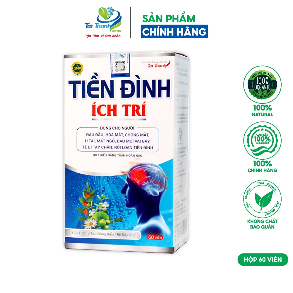 Viên hoạt huyết Tiền Đình Ích Trí Tất Thành Pharma tăng cường tuần hoàn não 60 viên