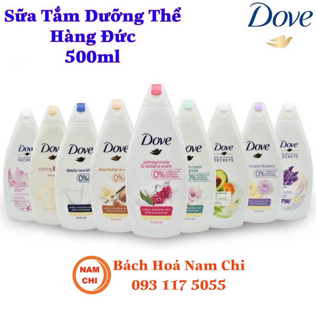 [CHAI 500ML] Sữa Tắm Dove Đức 500ml Nhiều Mùi Hương - Hàng Đức