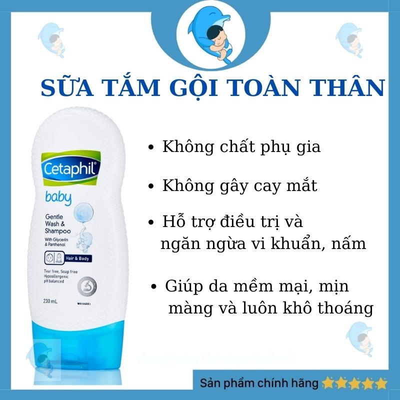 Sữa tắm gội toàn thân Cetaphil Baby Gentle Wash And Sampoo 230ml không cay mắt bé