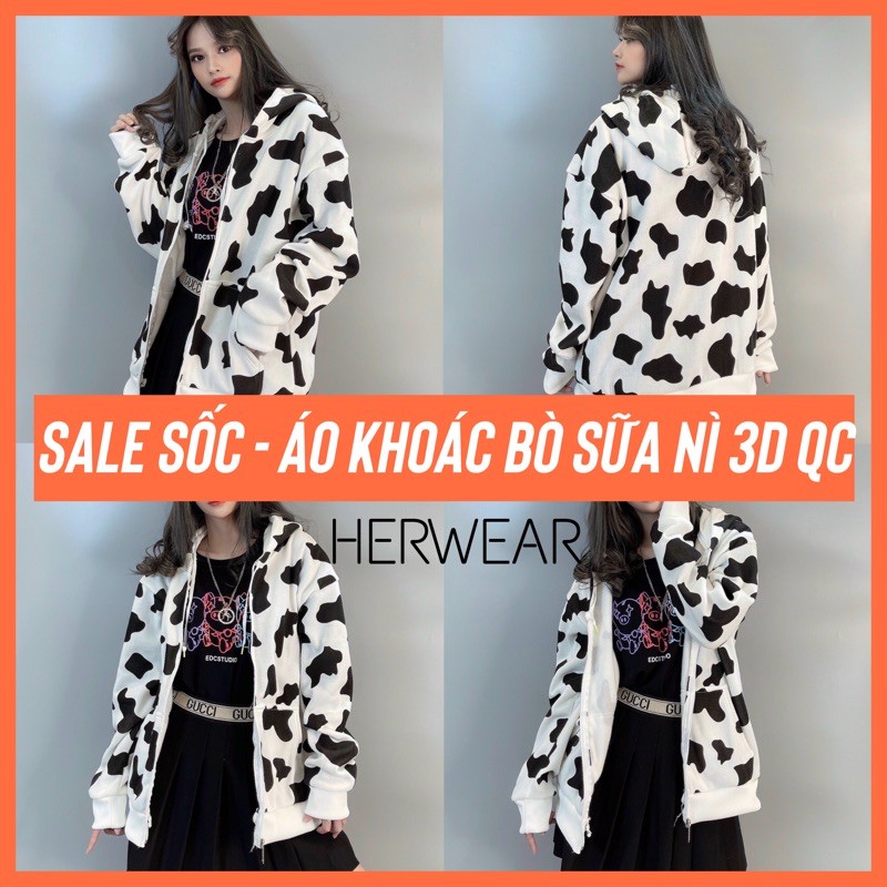 [Áo Khoác Nỉ] [Áo Khoác Nỉ Unisex] [Áo Khoác Nỉ Nữ] [NỈ 3D QUẢNG CHÂU] Áo Khoác Nỉ Bò Sữa HotTrend, Áo Khoác Hoodie