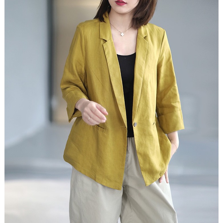Áo Khoác Blazer Linen - Áo Blazer Linen Vintage Form Rộng, Thoải Mái Và Cá Tính  I TAH125 | BigBuy360 - bigbuy360.vn
