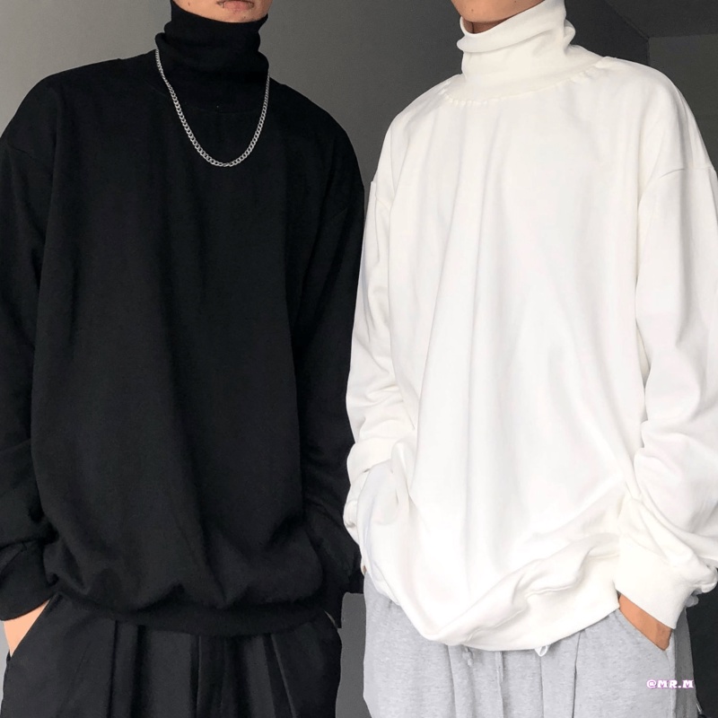 Áo thun cổ cao áo dài áo phông, tay dài áo nam và nữ áo thun màu đặc trưng