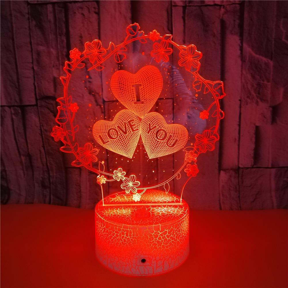 3D lamp pattern I LOVE YOU Valentine's Day wedding gift colorful touch love 3D LED lamp.