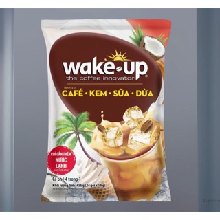 Cà phê sữa hòa tan Vinacafe (3 in 1) Wake Up Kem Sữa Dừa Bịch 24 Gói