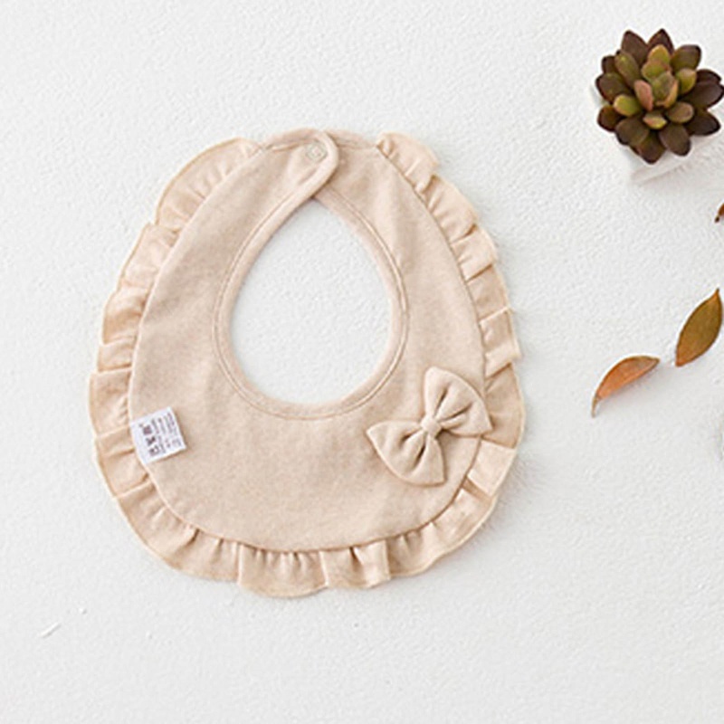 Khăn Yếm Vải Cotton Màu Trơn Đính Nơ Dễ Thương Dành Cho Bé