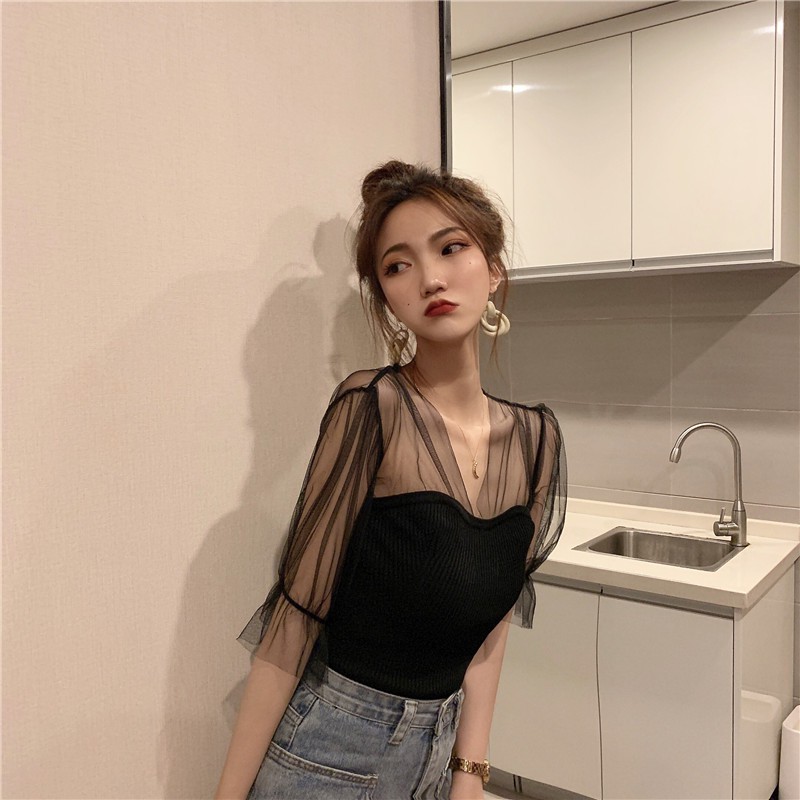 THỜI TRANG HÀN QUỐC ÁO KIỂU CỔ LƯỚI