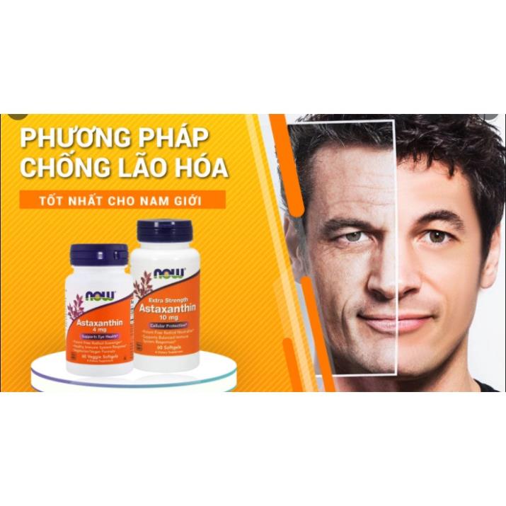 Viên NOW ASTAXANTHIN 10MG Từ Tảo Biển Giảm Lão Hóa Đẹp Da Chống Oxy Gấp 6000x Vitamin C Tăng Sức Đề Kháng - USA