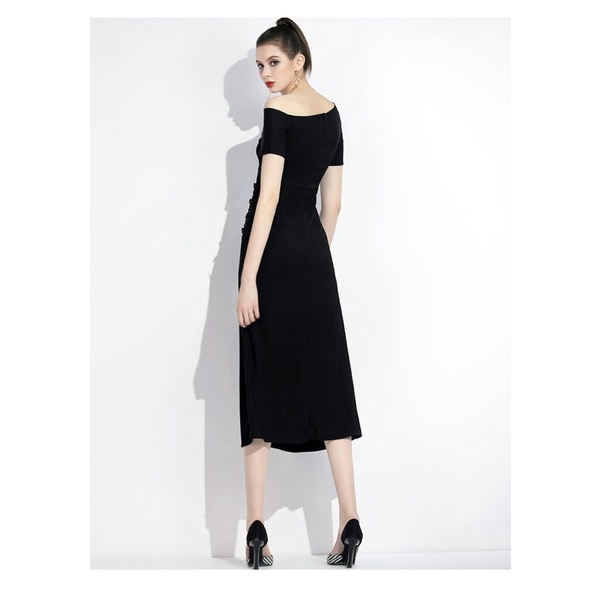 Váy đầm nữ thiết kế lệch vai xẻ tà Gemmi Fashion, DK8335
