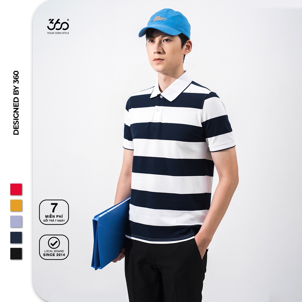 Áo polo nam kẻ ngang local brand 360 BOUTIQUE chất vải cao cấp - POKTK229 | BigBuy360 - bigbuy360.vn