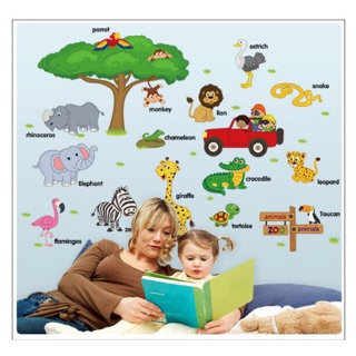 [RẺ BÔ ĐỊCH] Decal vườn thú tiếng anh cho bé